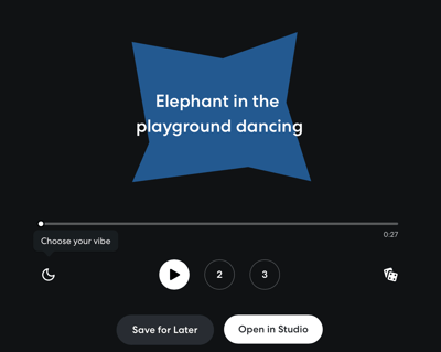 Example of a user writing the prompt "Elephant In Playground Dancing" into BandLab's SongStarter software.