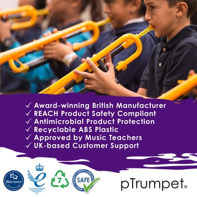 Image showing pTrumpet and the benefits of its sustainable manufacture.