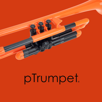 An orange pTrumpet musical instrument.