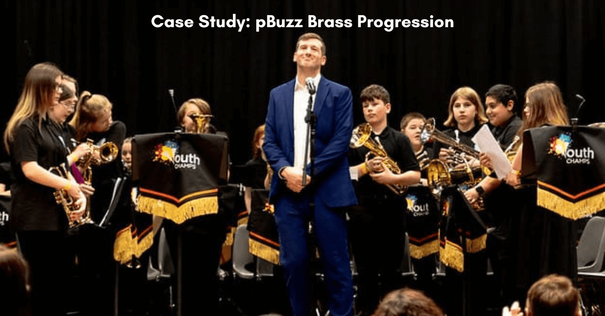 Case Study: pBuzz Brass Progression. Andy Harris pictured with brass band.
